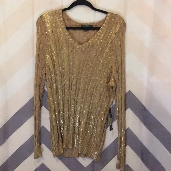Ralph Lauren Sweaters - Ralph Lauren Liquid gold V-neck sweater